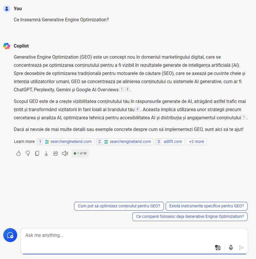 Schemă: cum procesează motoarele AI conținutul optimizat GEO față de SEO tradițional